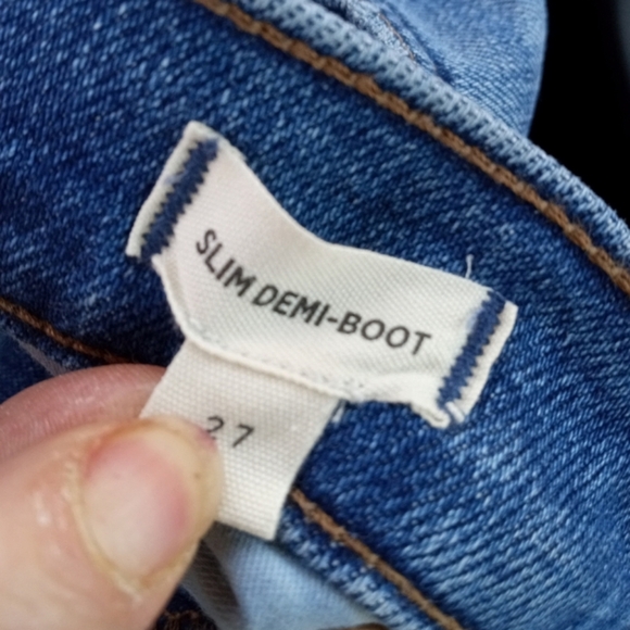 🆕 Madewell Blue Slim Demi Boot Frayed Raw Hem Jeans, Size 27, New - Picture 10 of 14